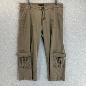 Christopher Blue Cargo Capri Pants Stretch Utility Pockets Brown Boho Size 10
